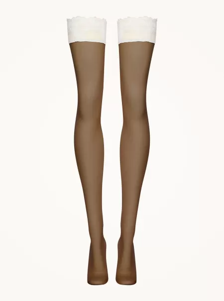 Caramel/White Stay-Ups En Kousen Wolford Nude 8 Lace Stay-Up Dames